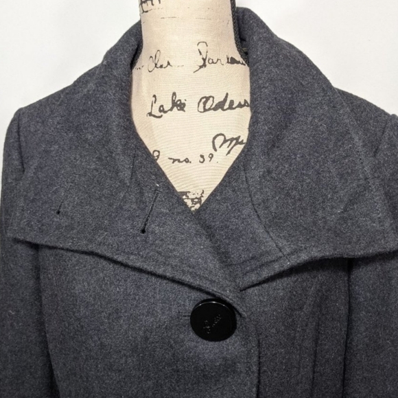 GUESS Gray Button Down Trench Pea Coat Jacket Women’s size L - Picture 5 of 11